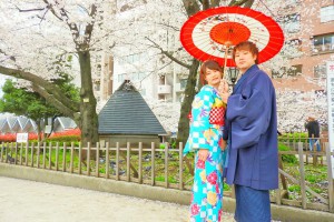 和柄の傘で、お着物のお写真です(^-^)vとてもお似合いです????